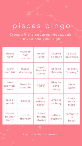 Free Pisces Bingo Template .